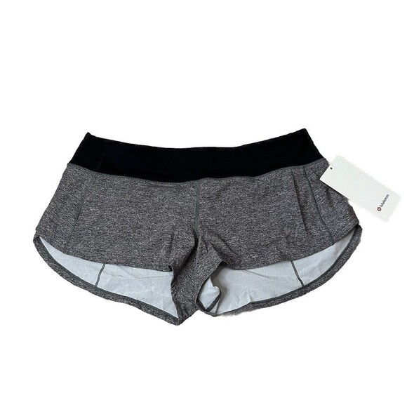 Lululemon Women’s Shorts Size 10 NWT $88 Speed Up Low Rise Gray Black Rare